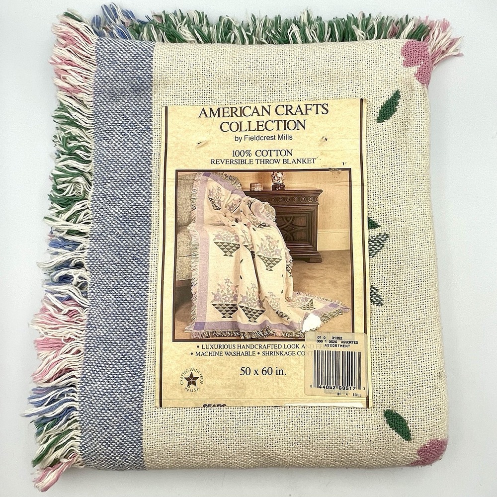 Vintage 1990s Sears Fieldcrest American Crafts Floral Throw 50x60 Grandmacore